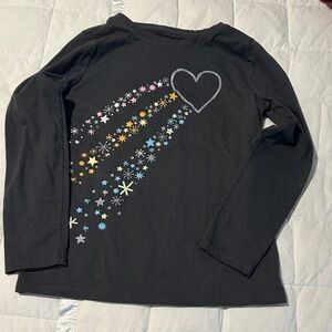 NWOT- Cat & Jack Black Kids Shirt with Colorful Star Design And Heart